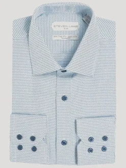 Steven Land Mens Blue Check 100% Cotton Non-Iron Dress Shirt