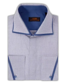 Steven Land Mens Blue Classic Fit Spread Collar French Cuff Cotton Dress Shirt