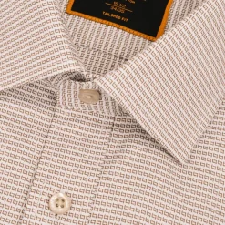 Steven Land Mens Brown Check 100% Cotton Spread Collar Dress Shirt