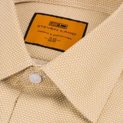Steven Land Mens Brown 100% Cotton French Cuff Spread Collar Dress Shirt