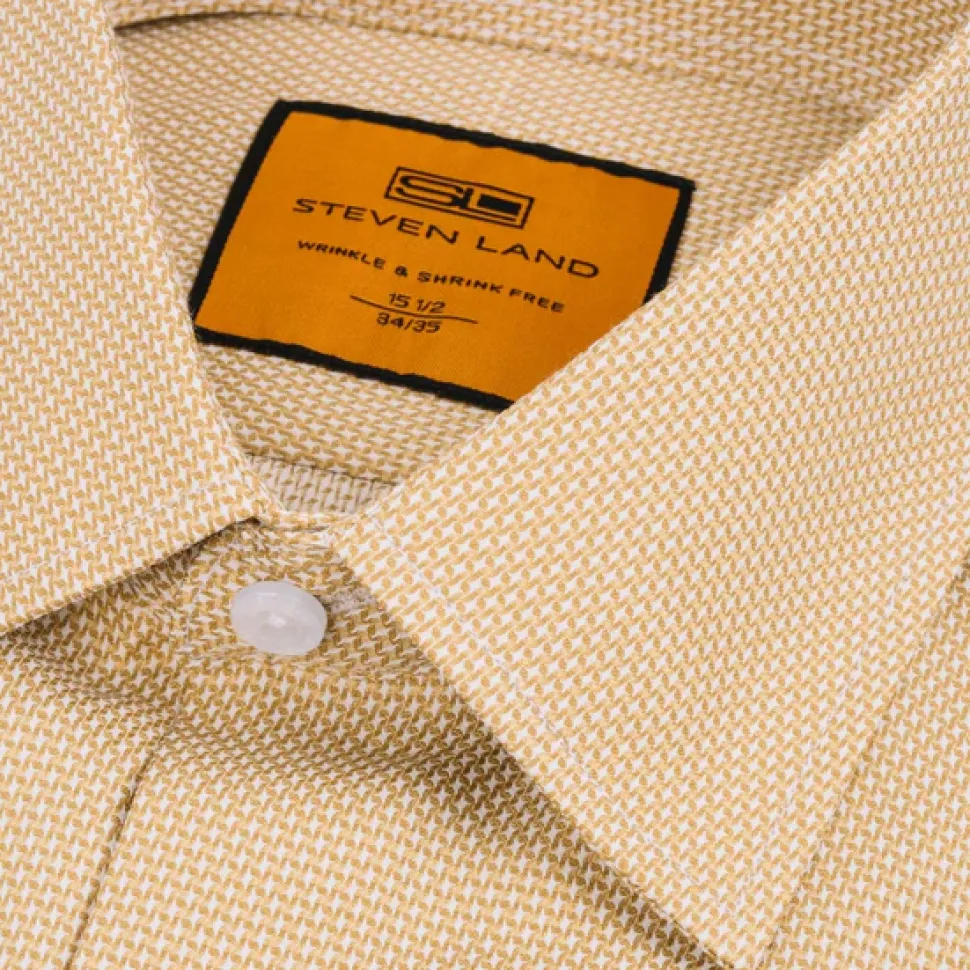 Steven Land Mens Brown 100% Cotton French Cuff Spread Collar Dress Shirt
