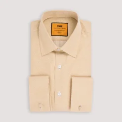 Steven Land Mens Brown 100% Cotton French Cuff Spread Collar Dress Shirt
