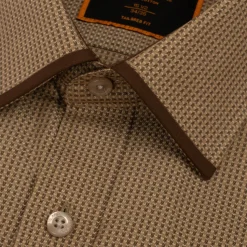 Steven Land Mens Brown 100% Cotton French Cuff Spread Collar Dress Shirt