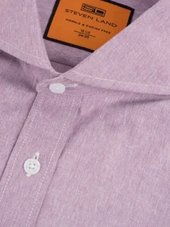 Steven Land Mens Classic Fit Purple Wrinkle Free Cotton Blend Cutaway Collar Dress Shirt