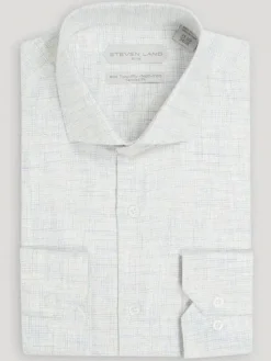 Steven Land Mens Classic Fit Yellow & Blue 100% Cotton French Cuff Dress Shirt