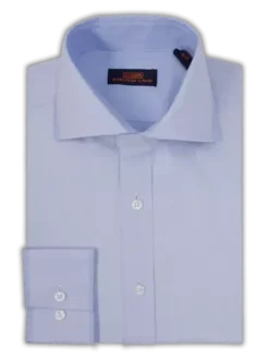 Steven Land Men's 100% Cotton Blue Classic Fit Spread Collar Dress Shirt