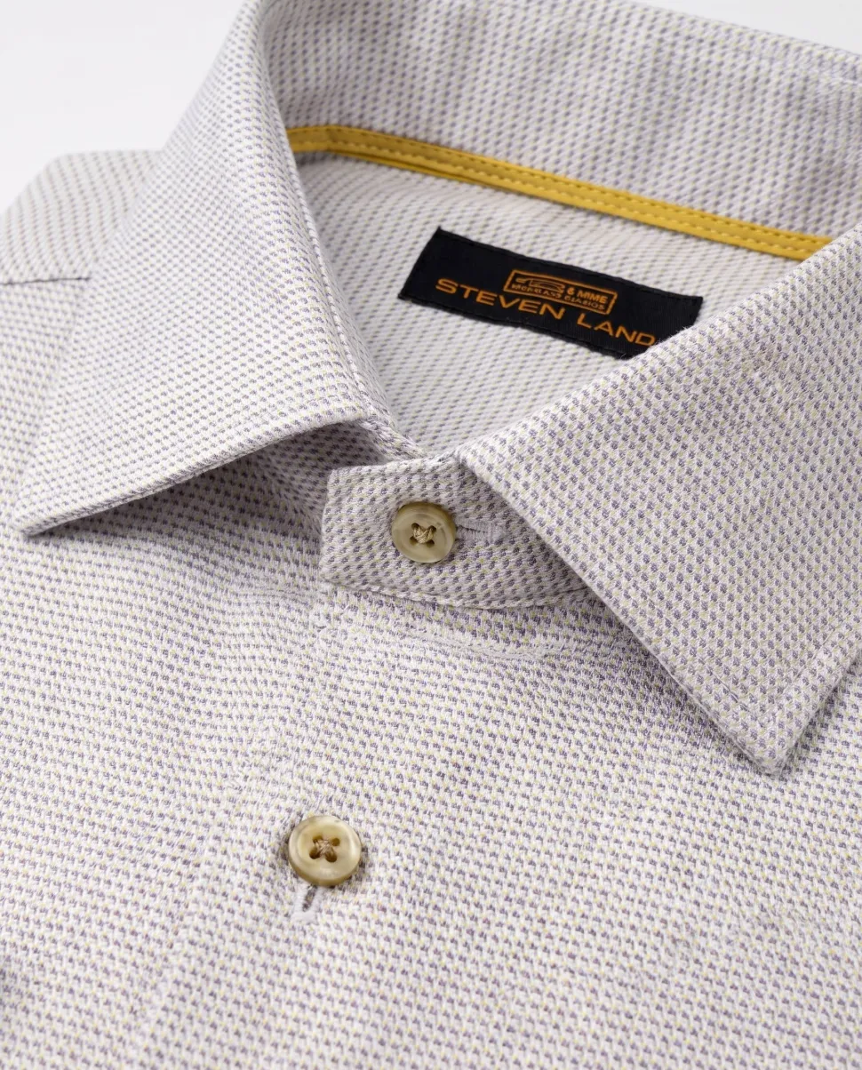 Steven Land Men's 100% Cotton Brown Check French Cuff Classic Fit Dress Shirt