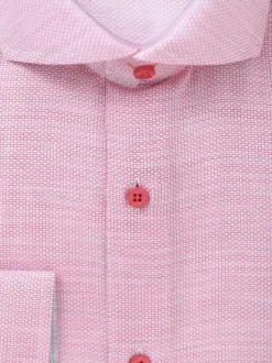 Steven Land Mens 100% Cotton Red Textured Regular Fit Cutaway Collar Dress Shirt