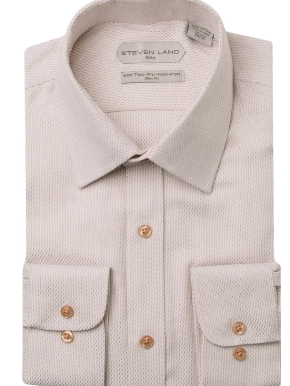 Steven Land Men's Golden Brown Textured French Cuff Spread Collar Dress Shirt