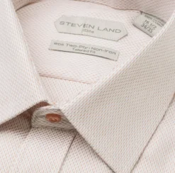 Steven Land Men's Golden Brown Textured French Cuff Spread Collar Dress Shirt
