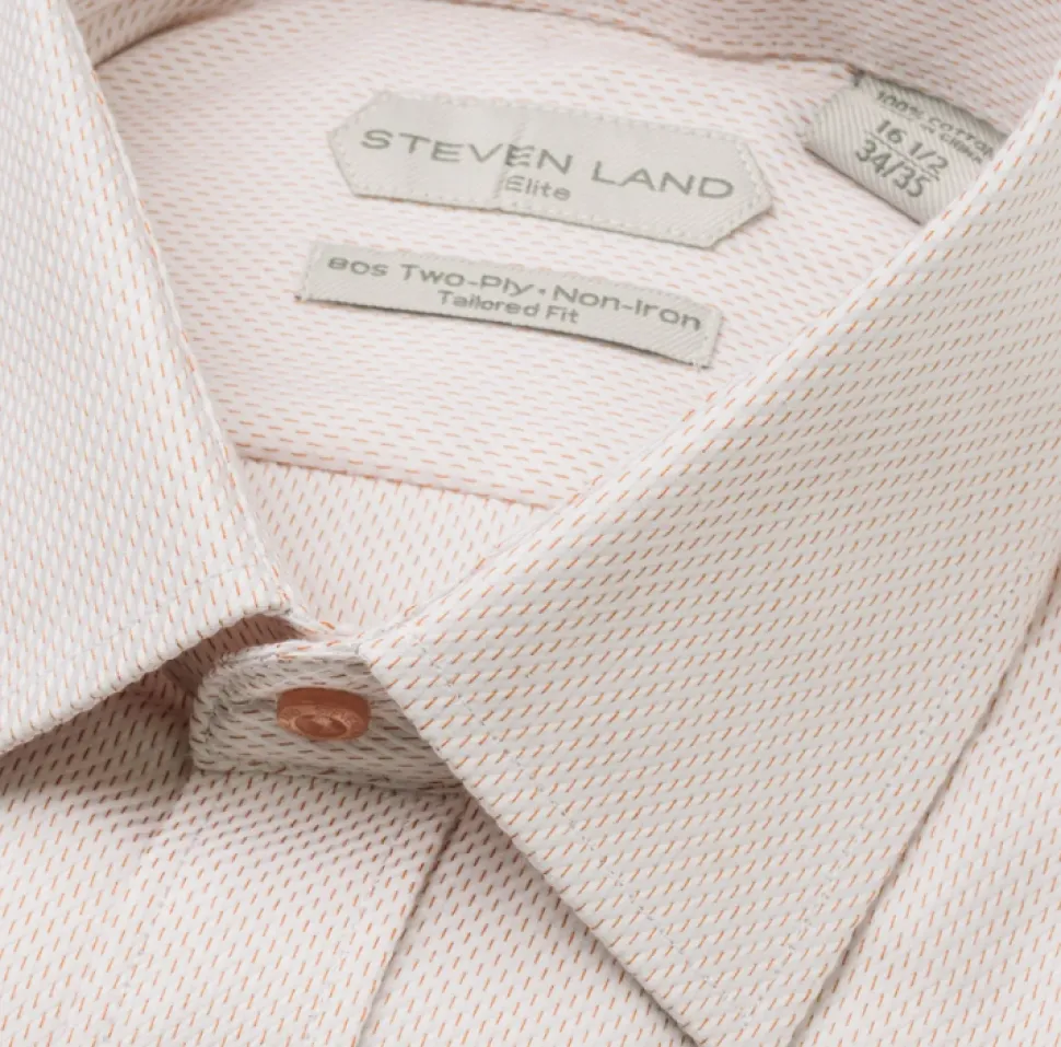 Steven Land Men's Golden Brown Textured French Cuff Spread Collar Dress Shirt