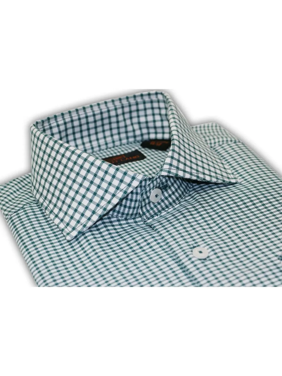 Steven Land Mens Green Check 100% Cotton Spread Collar French Cuff Dress Shirt