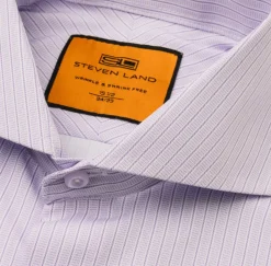 Steven Land Men's Lavender Stripe Cutaway Collar French Cuff Dress Shirt