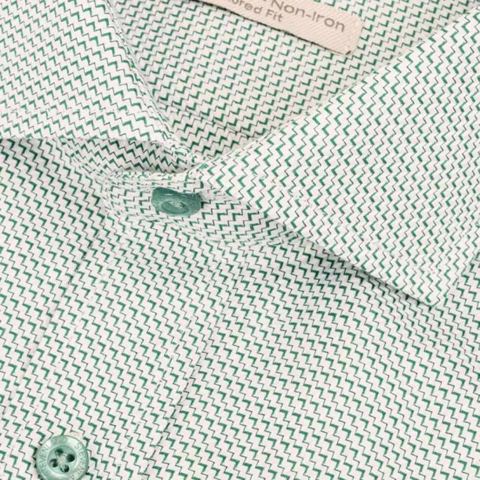 Steven Land Mens Light Green Stepweave 100% Cotton French Cuff Spread Collar Dress Shirt