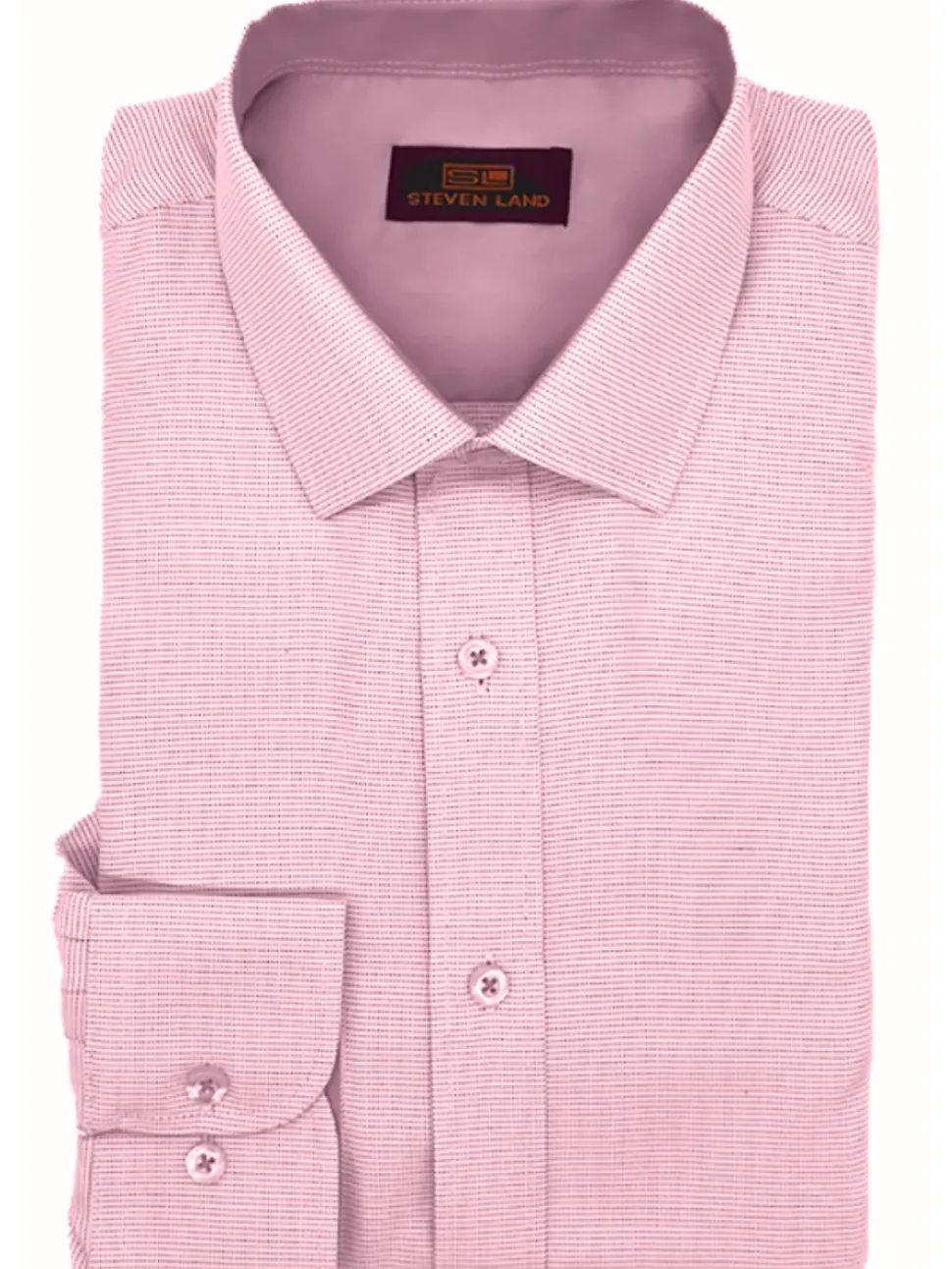Steven Land Mens Pink Classic Fit 100% Cotton Barrel cuff Dress Shirt