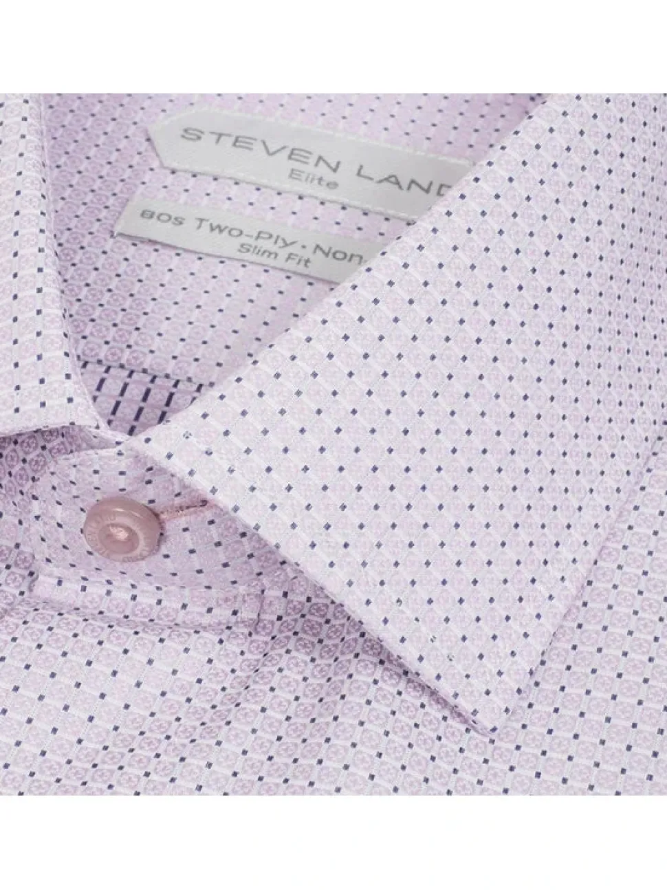 Steven Land Mens Pink Slim Fit 100% Cotton Spread Collar French Cuff Dress Shirt