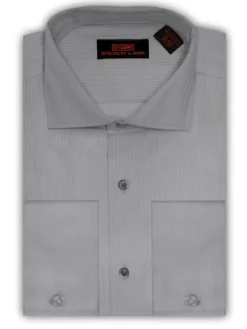 Steven Land Mens Silver Gray 100% Cotton Classic Fit French Cuff Dress Shirt