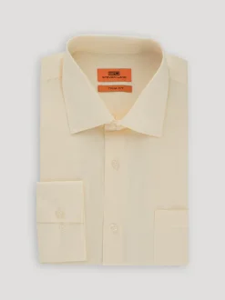 Steven Land Mens Solid Cream Stretch Cotton Spread Collar Dress Shirt