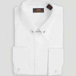 Steven Land Mens White Classic Fit 100% Cotton French Cuff Dress Shirt