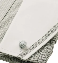 Steven Land Men's White Shirt with Black Check Cutaway Collar French Cuff Dress Shirt