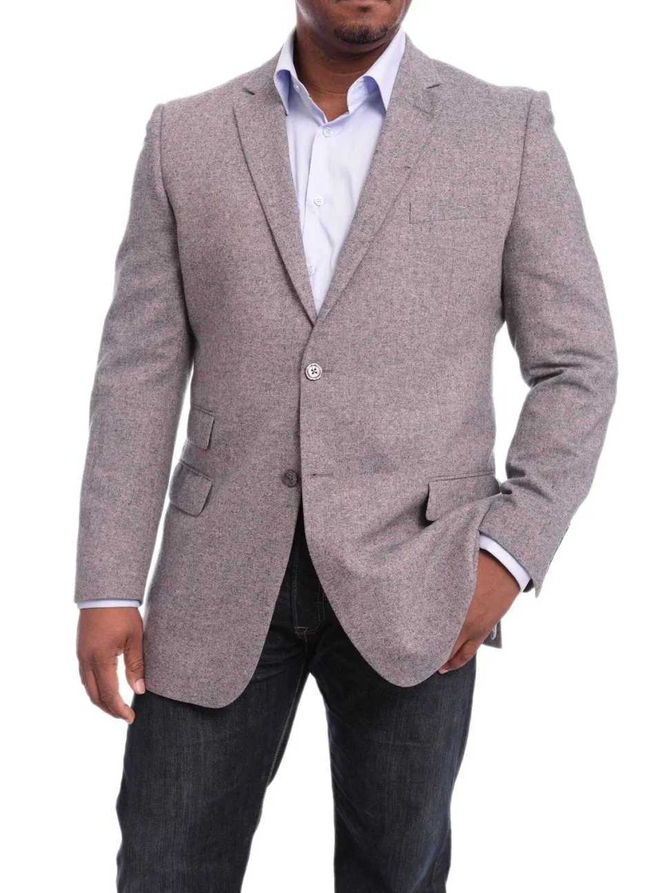 Steven Land Modern Fit Gray Donegal Two Button Wool Blazer Sportcoat