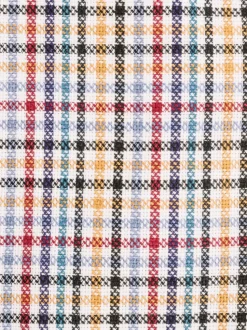 Steven Land Multicolor Plaid Spread Collar Slim Fit Wrinkle & Shrink Free Cotton Dress Shirt