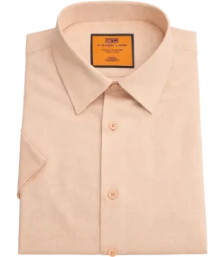 Steven Land Peach Coastal Weave Tailored Fit Stretch Short Sleeve Shirt