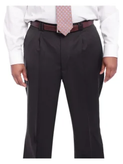 Steven Land Solid Dark Brown Vested One Button Wool Suit Peak Lapels