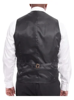Steven Land Solid Dark Brown Vested One Button Wool Suit Peak Lapels