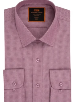 Steven Land Textured Berry Pink Slim Fit Spread Collar Wrinkle Shrink Free Cotton Dress Shirt