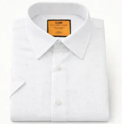 Steven Land White Coastal Weave Tailored Fit Stretch Short Sleeve Shirt