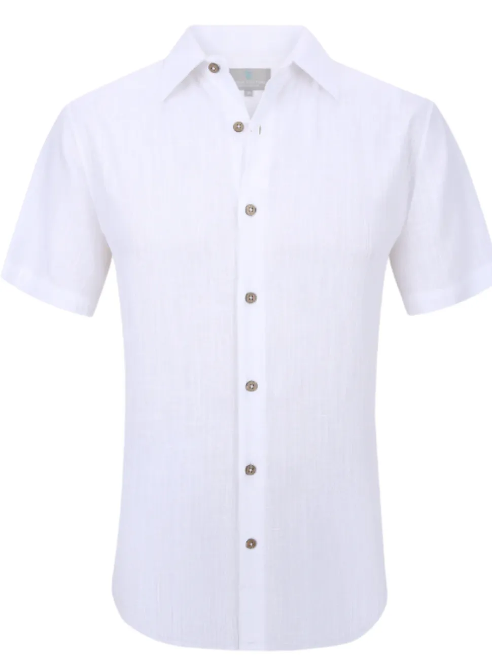 Suslo Couture Mens White Linen Blend Button-Up Spread Collar Casual Shirt