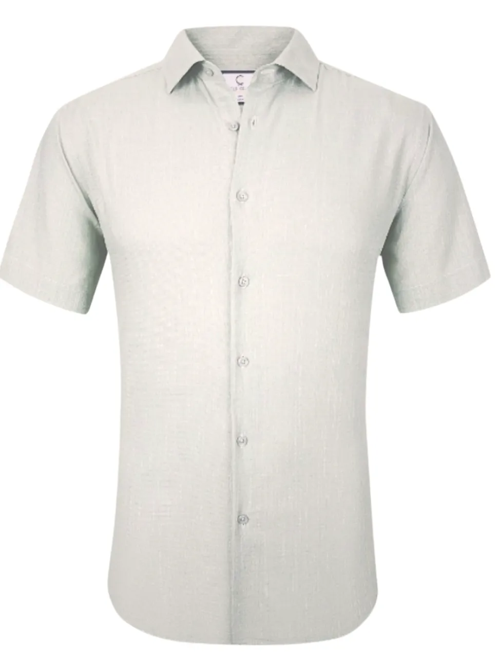 Suslo Couture White Cotton Linen Blend Slim Fit Spread Collar Button-Up Casual Shirt