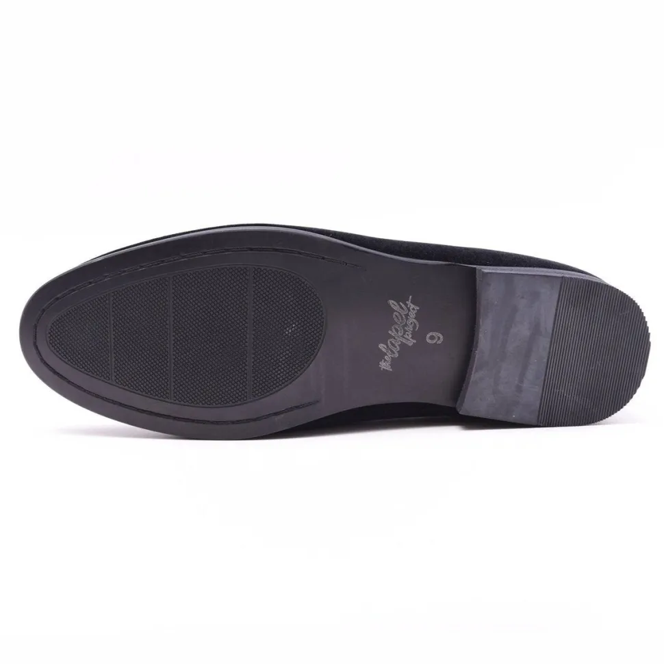 The Lapel Project Black Velvet Mens Slip-On Tuxedo Dress Shoes