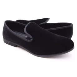 The Lapel Project Black Velvet Mens Slip-On Tuxedo Dress Shoes