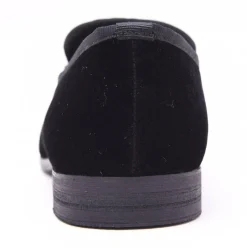 The Lapel Project Black Velvet Mens Slip-On Tuxedo Dress Shoes
