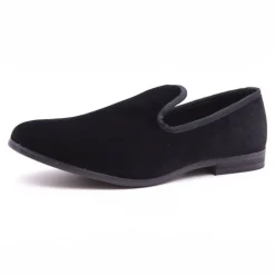 The Lapel Project Black Velvet Mens Slip-On Tuxedo Dress Shoes