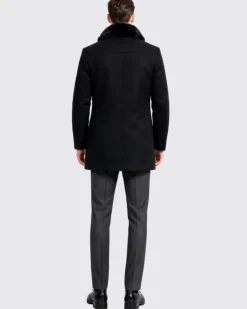 The Montreal Collection Windsor Black Down-Insulated Wool Car Coat