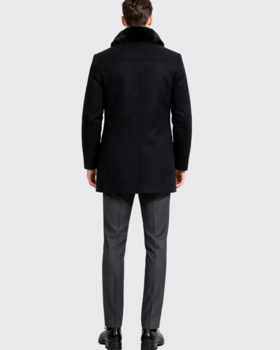 The Montreal Collection Windsor Black Down-Insulated Wool Car Coat