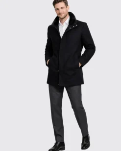 The Montreal Collection Windsor Black Down-Insulated Wool Car Coat