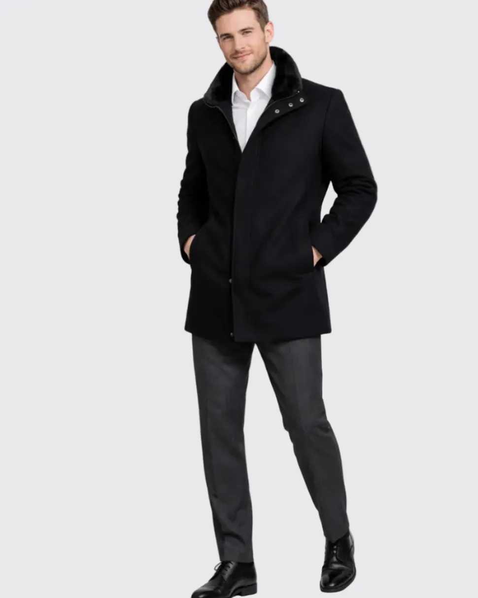 The Montreal Collection Windsor Black Down-Insulated Wool Car Coat