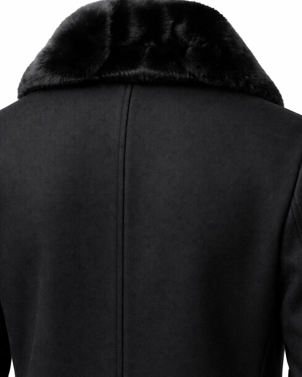 The Montreal Collection Windsor Black Down-Insulated Wool Car Coat