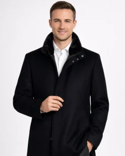 The Montreal Collection Windsor Black Down-Insulated Wool Car Coat