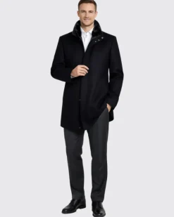 The Montreal Collection Windsor Black Down-Insulated Wool Car Coat