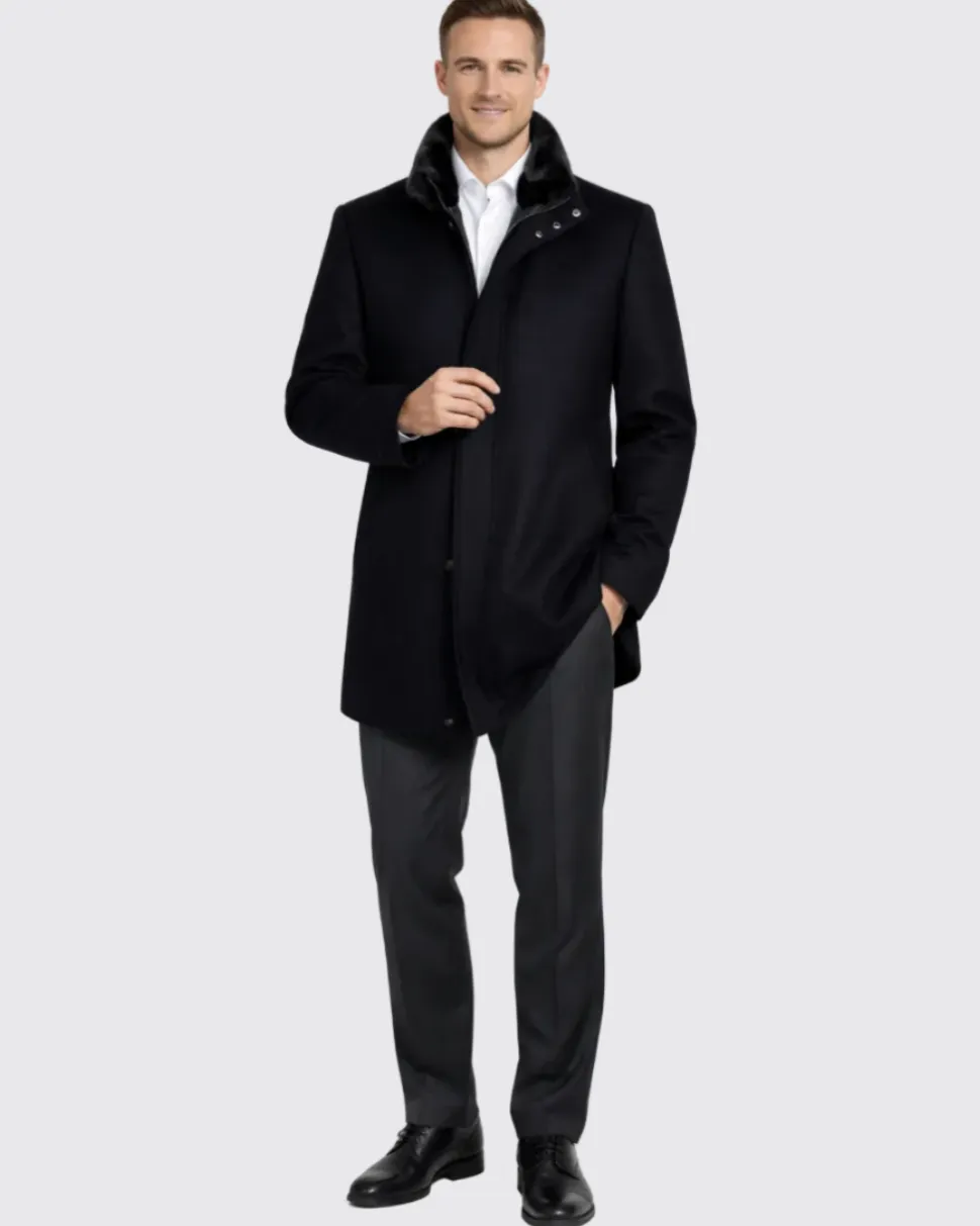 The Montreal Collection Windsor Black Down-Insulated Wool Car Coat