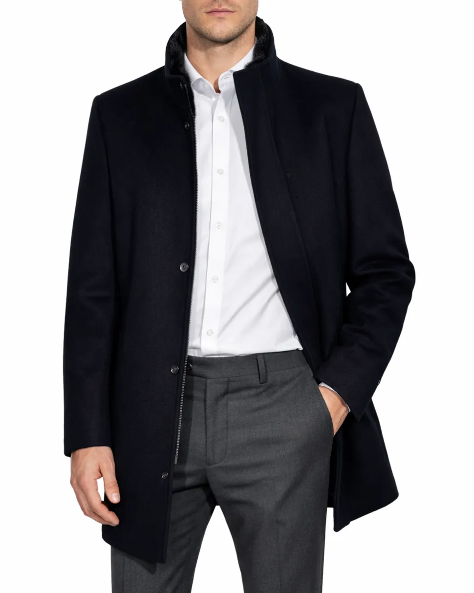 The Montreal Collection Windsor Black Down-Insulated Wool Car Coat