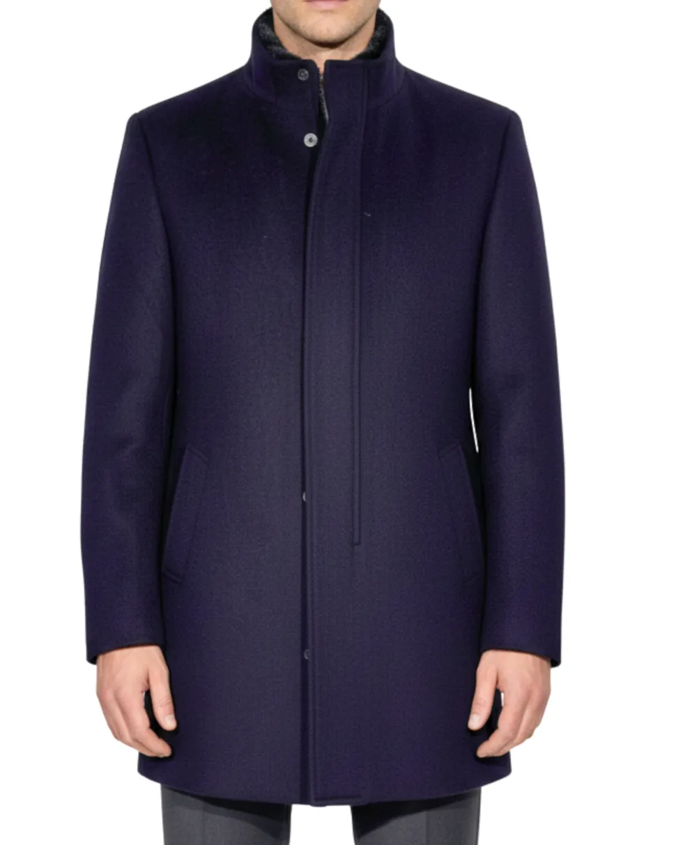 The Montreal Collection Windsor Navy Down-Insulated Wool Car Coat