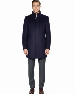 The Montreal Collection Windsor Navy Down-Insulated Wool Car Coat