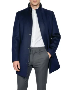 The Montreal Collection Windsor Navy Down-Insulated Wool Car Coat