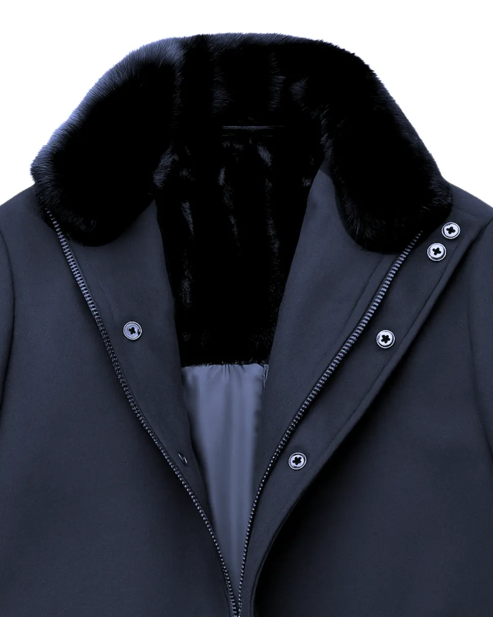 The Montreal Collection Windsor Navy Down-Insulated Wool Car Coat